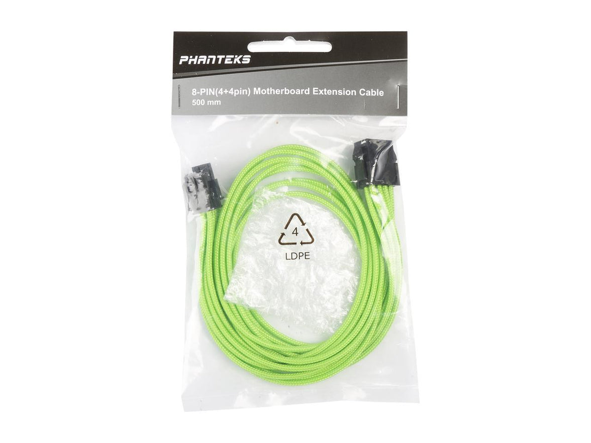Phanteks PH-CB8P_GR 1.64 ft. (0.50m) 8 to 8 (4+4 )Pin M/B Extension Cable 500mm Length, Green