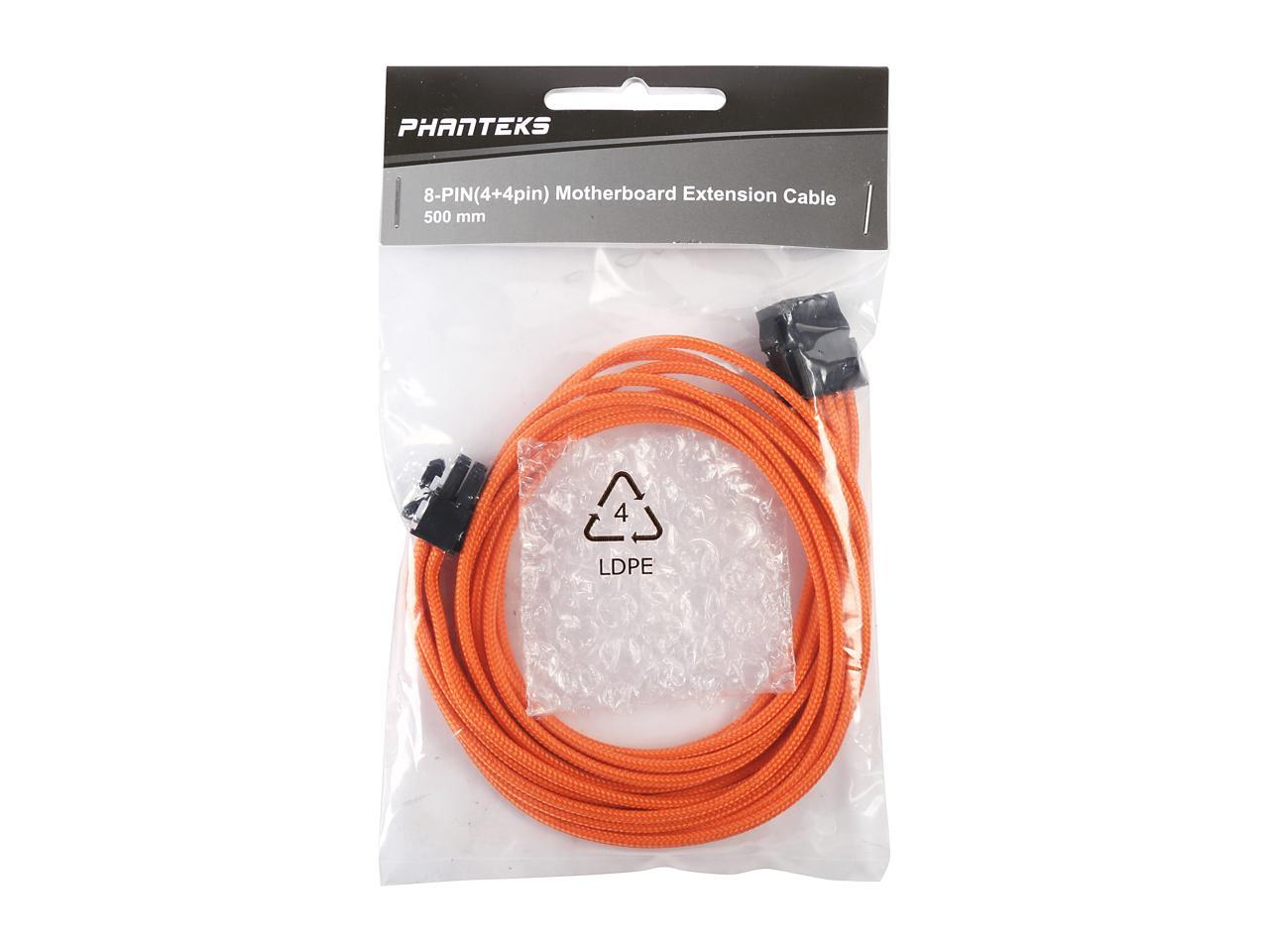 Phanteks PH-CB8P_OR 1.64 ft. (0.50m) 8 to 8 (4+4 )Pin M/B Extension cable 500mm Length, Orange