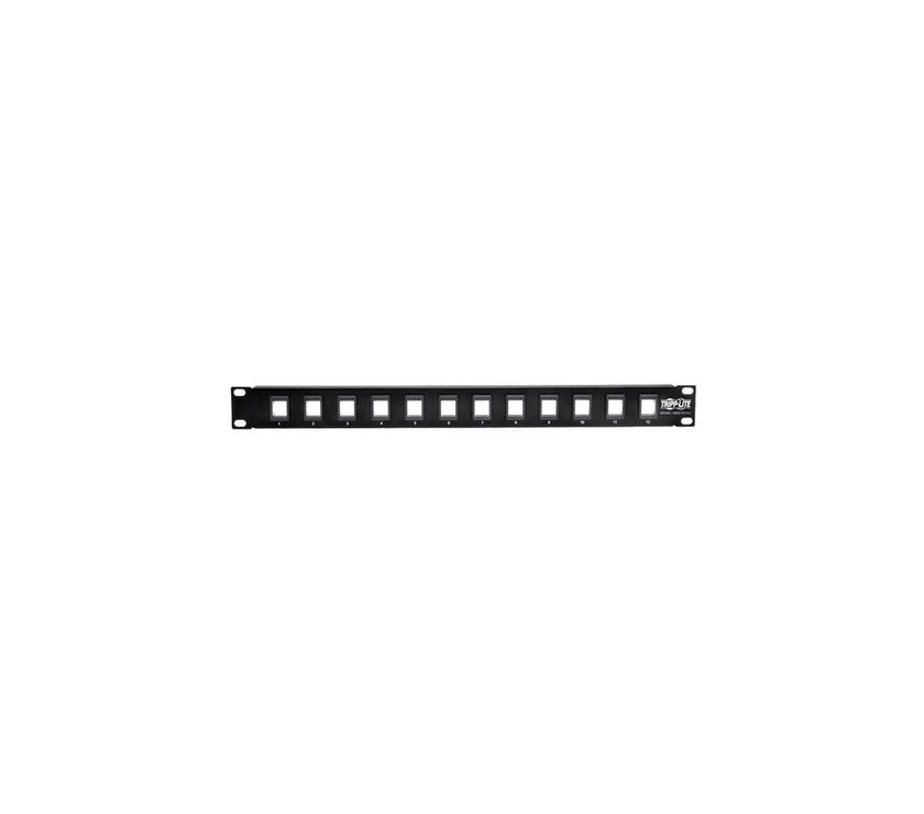 Tripp Lite 12-Port 1U Rack-Mount Unshielded Blank Keystone/Multimedia Patch Panel, RJ45 Ethernet, USB, HDMI, Cat5e/6 (N062-012-KJ)