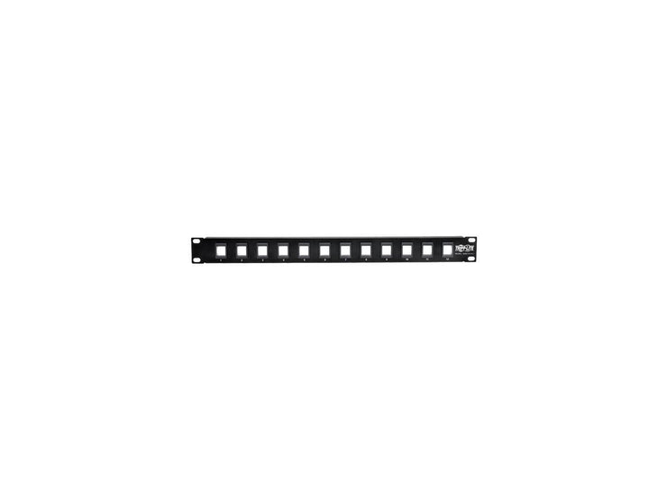 Tripp Lite 12-Port 1U Rack-Mount Unshielded Blank Keystone/Multimedia Patch Panel, RJ45 Ethernet, USB, HDMI, Cat5e/6 (N062-012-KJ)