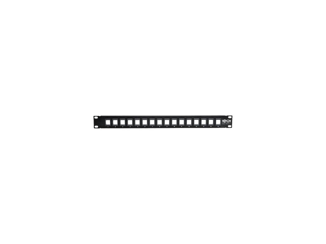 Tripp Lite 16-Port 1U Rack-Mount Unshielded Blank Keystone/Multimedia Patch Panel, RJ45 Ethernet, USB, HDMI, Cat5e/6 (N062-016-KJ)