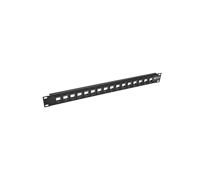 Tripp Lite 16-Port 1U Rack-Mount Unshielded Blank Keystone/Multimedia Patch Panel, RJ45 Ethernet, USB, HDMI, Cat5e/6 (N062-016-KJ)