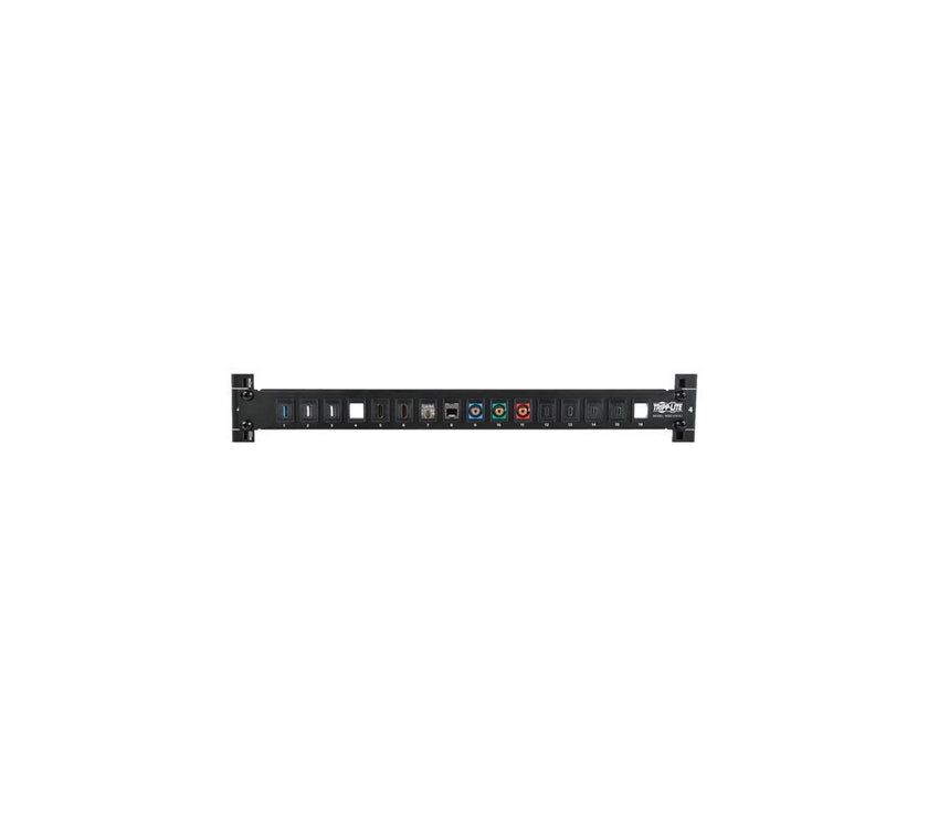 Tripp Lite 16-Port 1U Rack-Mount Unshielded Blank Keystone/Multimedia Patch Panel, RJ45 Ethernet, USB, HDMI, Cat5e/6 (N062-016-KJ)