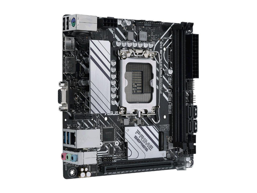 ASUS PRIME H610I-PLUS D4 LGA 1700 (Intel 12th & 13th Gen & Intel vPro) mini ITX Motherboard (PCIe 4.0, DDR4, USB 3.2 Gen 1 Type-A, M.2 slot, 1 Gb Lan, DP/HDMI/D-Sub, V-M.2 slot (Key E), Q-LED)