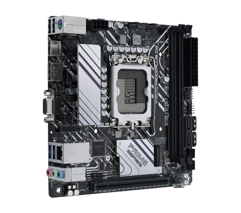 ASUS PRIME H610I-PLUS D4 LGA 1700 (Intel 12th & 13th Gen & Intel vPro) mini ITX Motherboard (PCIe 4.0, DDR4, USB 3.2 Gen 1 Type-A, M.2 slot, 1 Gb Lan, DP/HDMI/D-Sub, V-M.2 slot (Key E), Q-LED)