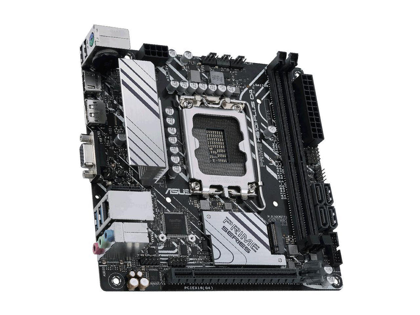 ASUS PRIME H610I-PLUS D4 LGA 1700 (Intel 12th & 13th Gen & Intel vPro) mini ITX Motherboard (PCIe 4.0, DDR4, USB 3.2 Gen 1 Type-A, M.2 slot, 1 Gb Lan, DP/HDMI/D-Sub, V-M.2 slot (Key E), Q-LED)