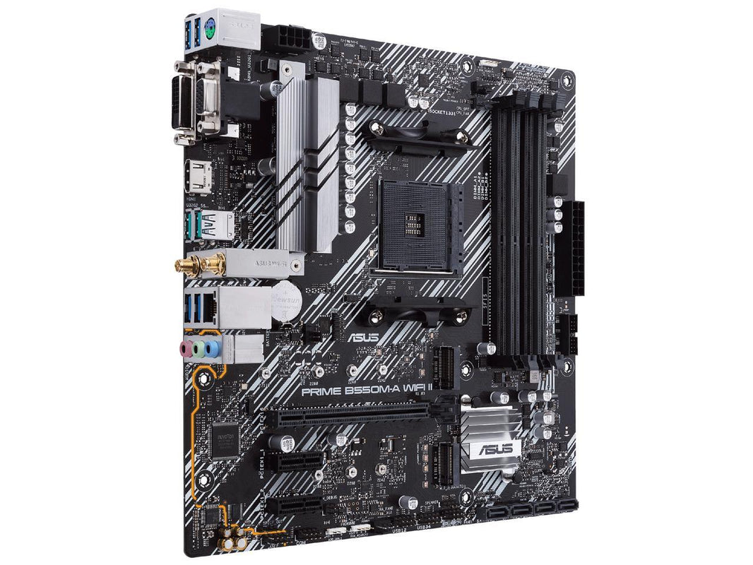 ASUS Prime B550M-A WiFi II AMD AM4 (3rd Gen Ryzen) Micro ATX Motherboard (PCIe 4.0, WiFi 6, ECC Memory, 1Gb LAN, HDMI 2.1/D-Sub, 4K@60HZ, Addressable Gen 2 RGB Header and Aura Sync)