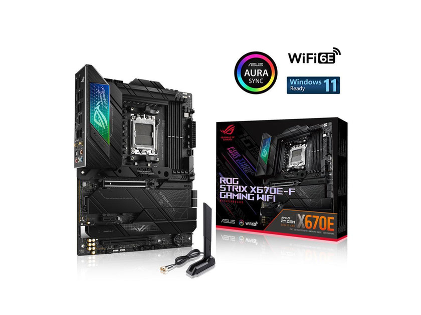 ASUS ROG STRIX X670E-F GAMING WIFI6E Socket AM5 (LGA 1718) Ryzen 7000 gaming motherboard(PCIe 5.0, DDR5,16 + 2 power stages,four M.2 slots with heatsinks,USB 3.2 Gen 2x2,AI Cooling II, and Aura Sync)