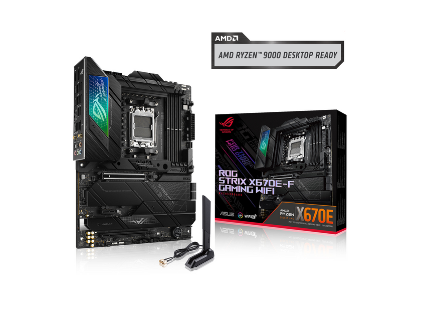 ASUS ROG STRIX X670E-F GAMING WIFI6E Socket AM5 (LGA 1718) Ryzen 7000 gaming motherboard(PCIe 5.0, DDR5,16 + 2 power stages,four M.2 slots with heatsinks,USB 3.2 Gen 2x2,AI Cooling II, and Aura Sync)