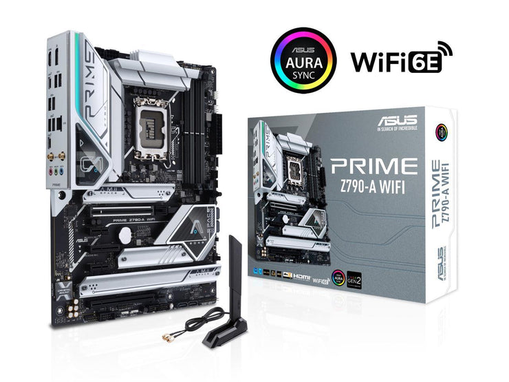 ASUS Prime Z790-A WiFi 6E LGA 1700(Intel®14th &13th&12th Gen) ATX motherboard (16+1 DrMOS,PCIe 5.0,DDR5,4x M.2 slots,Intel® 2.5 Gb LAN,USB 3.2 Gen 2 front panel Type-C,Thunderbolt™ 4(USB4),DP,Aura Sync RGB lighting)