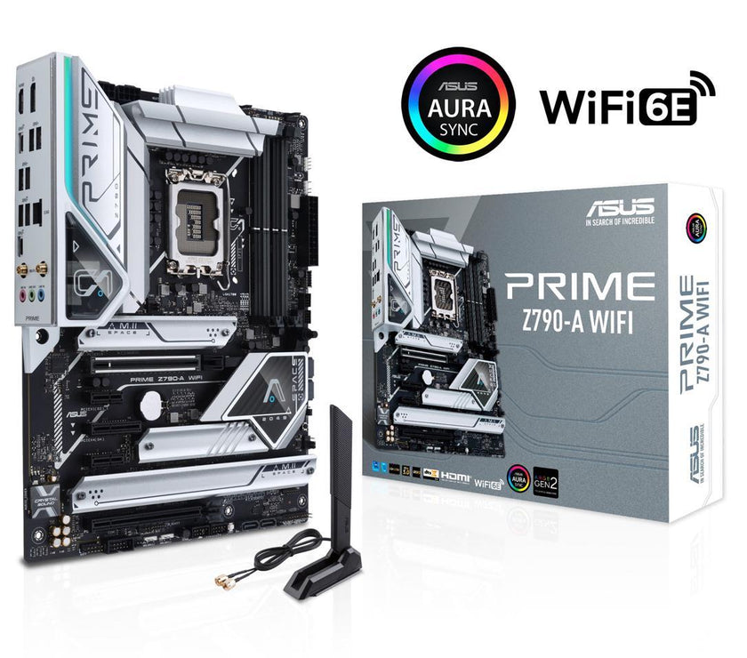 ASUS Prime Z790-A WiFi 6E LGA 1700(Intel®14th &13th&12th Gen) ATX motherboard (16+1 DrMOS,PCIe 5.0,DDR5,4x M.2 slots,Intel® 2.5 Gb LAN,USB 3.2 Gen 2 front panel Type-C,Thunderbolt™ 4(USB4),DP,Aura Sync RGB lighting)