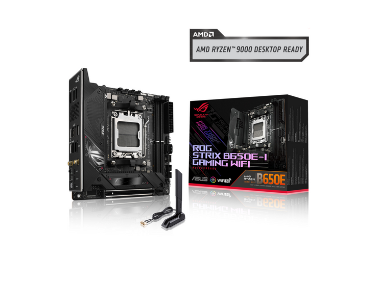 ASUS ROG Strix B650E-I Gaming WiFi AMD B650 AM5 Ryzen™ Desktop 9000 8000 & 7000 mini-ITX mITX motherboard, 10+2  power stages, DDR5, 2x M.2 slot, PCIe® 5.0, 2.5G LAN, WiFi 6E, USB 3.2 Gen 2x2 Type-C