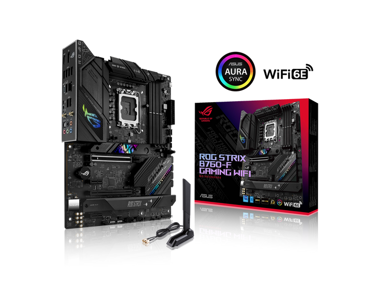 ASUS ROG Strix B760-F Gaming WiFi Intel B760(13th and 12th Gen) LGA 1700 ATX motherboard, 16 + 1 power stages, DDR5 up to 7800 MT/s, PCIe 5.0, three M.2 slots, WiFi 6E, USB 3.2 Gen 2x2 Type-C®, and Aura Sync RGB