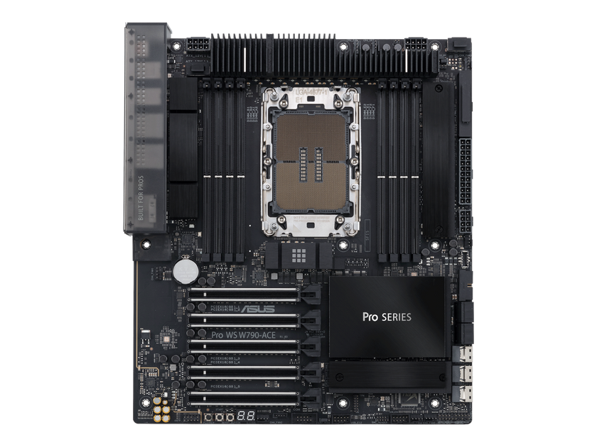 ASUS Pro WS W790-ACE Intel® W790 (LGA 4677) CEB workstation motherboard, PCIe 5.0 x16, M.2, 10G and 2.5G LAN, Server-grade Remote Management, 12+1+1 power stages, front and Rear USB 3.2 Gen 2x2 Type-C