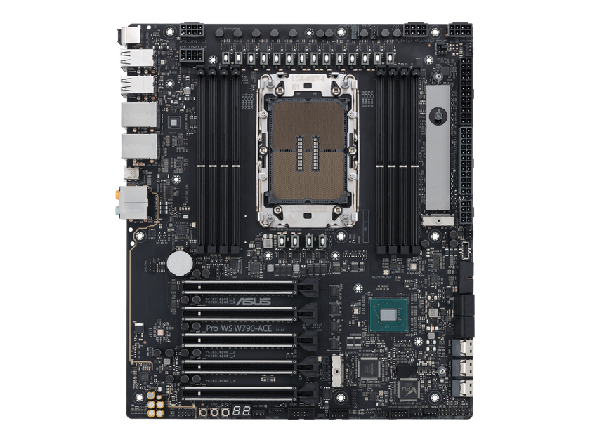 ASUS Pro WS W790-ACE Intel® W790 (LGA 4677) CEB workstation motherboard, PCIe 5.0 x16, M.2, 10G and 2.5G LAN, Server-grade Remote Management, 12+1+1 power stages, front and Rear USB 3.2 Gen 2x2 Type-C