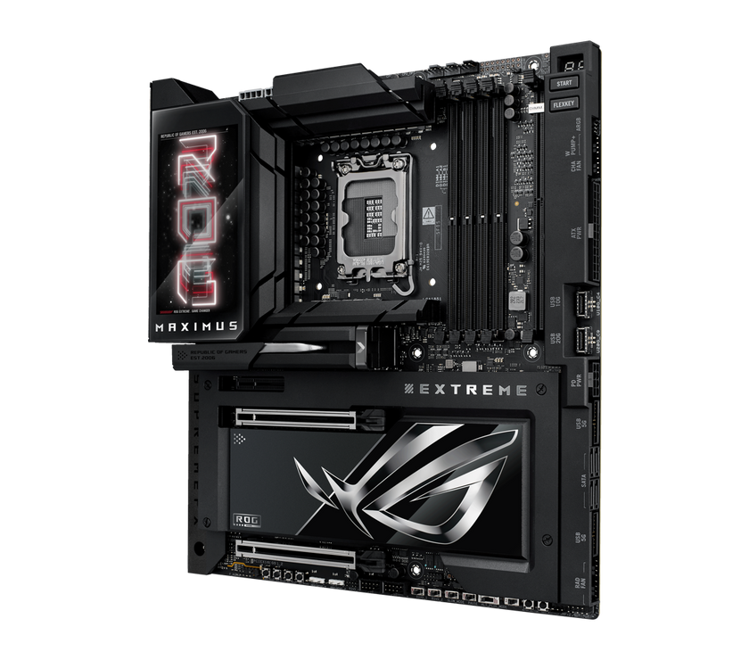 ASUS ROG MAXIMUS Z890 EXTREME Intel® Z890 LGA 1851 E-ATX motherboard, Advanced AI PC-ready, 24+2+1+2 stages, DDR5, WiFi7, 2.5G/10G LAN, PCIe® 5.0 M.2, Thunderbolt™ 5, USB Type-C®, AI OC, 5” LCD Screen