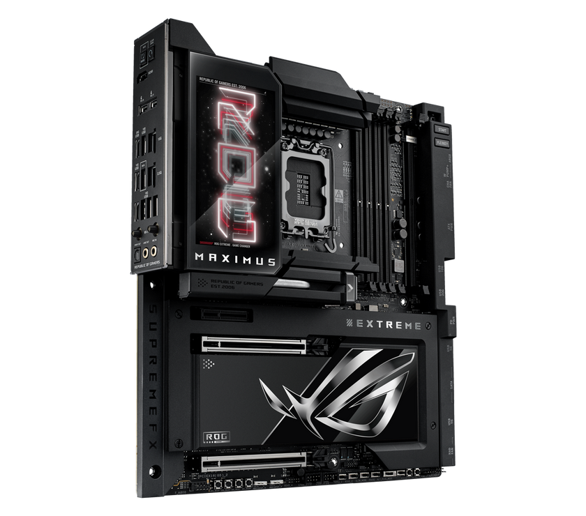ASUS ROG MAXIMUS Z890 EXTREME Intel® Z890 LGA 1851 E-ATX motherboard, Advanced AI PC-ready, 24+2+1+2 stages, DDR5, WiFi7, 2.5G/10G LAN, PCIe® 5.0 M.2, Thunderbolt™ 5, USB Type-C®, AI OC, 5” LCD Screen
