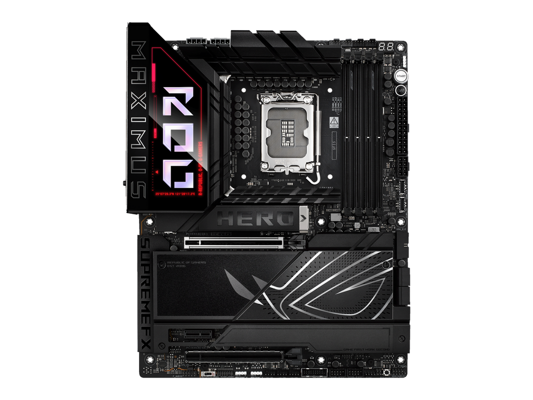 ASUS ROG MAXIMUS Z890 HERO Intel® Z890 LGA 1851 ATX motherboard, Advanced AI PC-ready, 22+2+1+2 stages, DDR5, WiFi 7, 3x PCIe® 5.0 M.2, Thunderbolt™ 4, USB Type-C®, AI Overclocking/Cooling/Networking