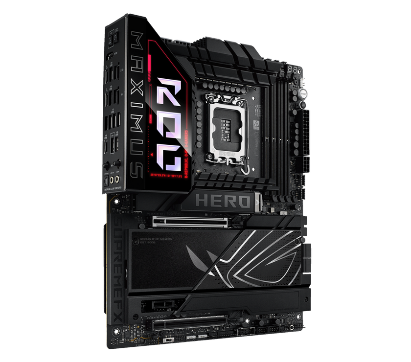 ASUS ROG MAXIMUS Z890 HERO Intel® Z890 LGA 1851 ATX motherboard, Advanced AI PC-ready, 22+2+1+2 stages, DDR5, WiFi 7, 3x PCIe® 5.0 M.2, Thunderbolt™ 4, USB Type-C®, AI Overclocking/Cooling/Networking