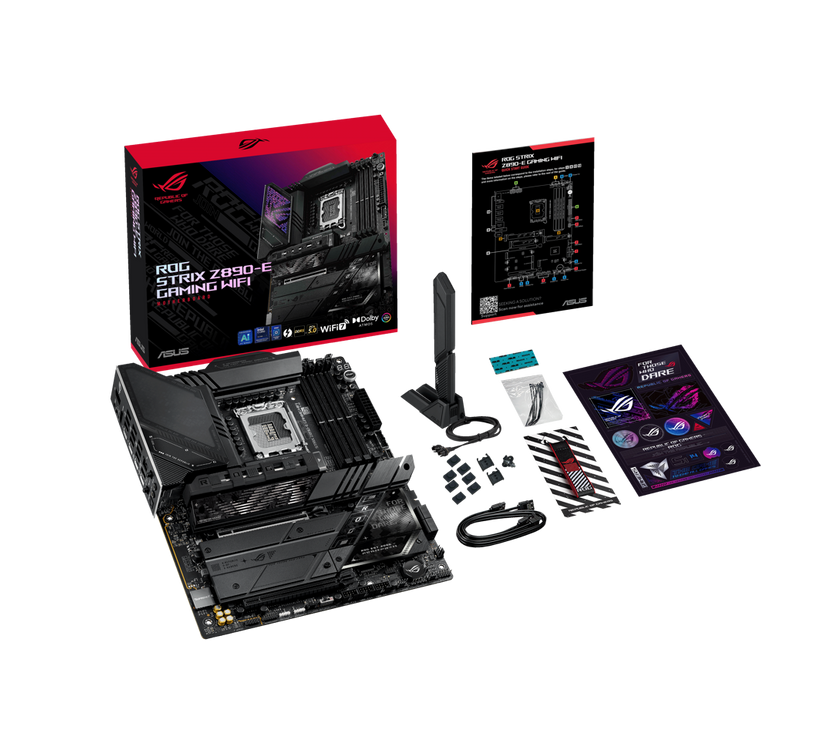 ASUS ROG STRIX Z890-E GAMING WIFI Intel® Z890 LGA 1851 ATX motherboard, Advanced AI PC-ready, 18+2+1+2 stages, DDR5, WiFi 7, 7x M.2, Thunderbolt™ 4, USB Type-C®, AI Overclocking, Cooling & Networking