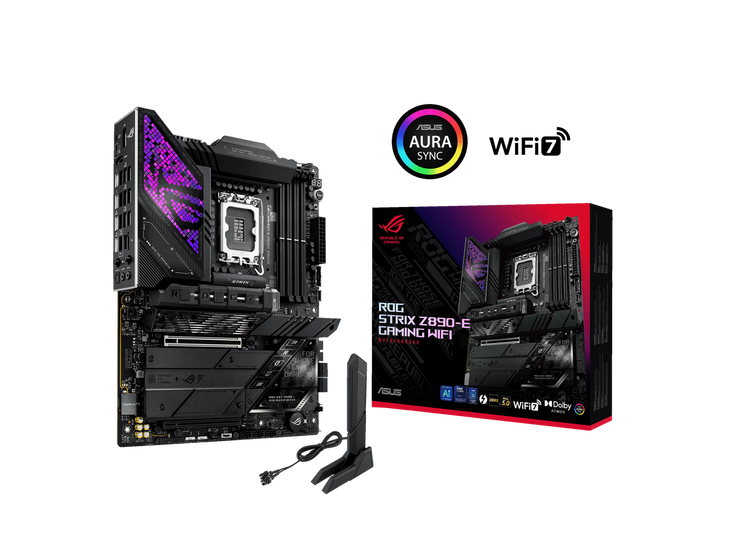 ASUS ROG STRIX Z890-E GAMING WIFI Intel® Z890 LGA 1851 ATX motherboard, Advanced AI PC-ready, 18+2+1+2 stages, DDR5, WiFi 7, 7x M.2, Thunderbolt™ 4, USB Type-C®, AI Overclocking, Cooling & Networking