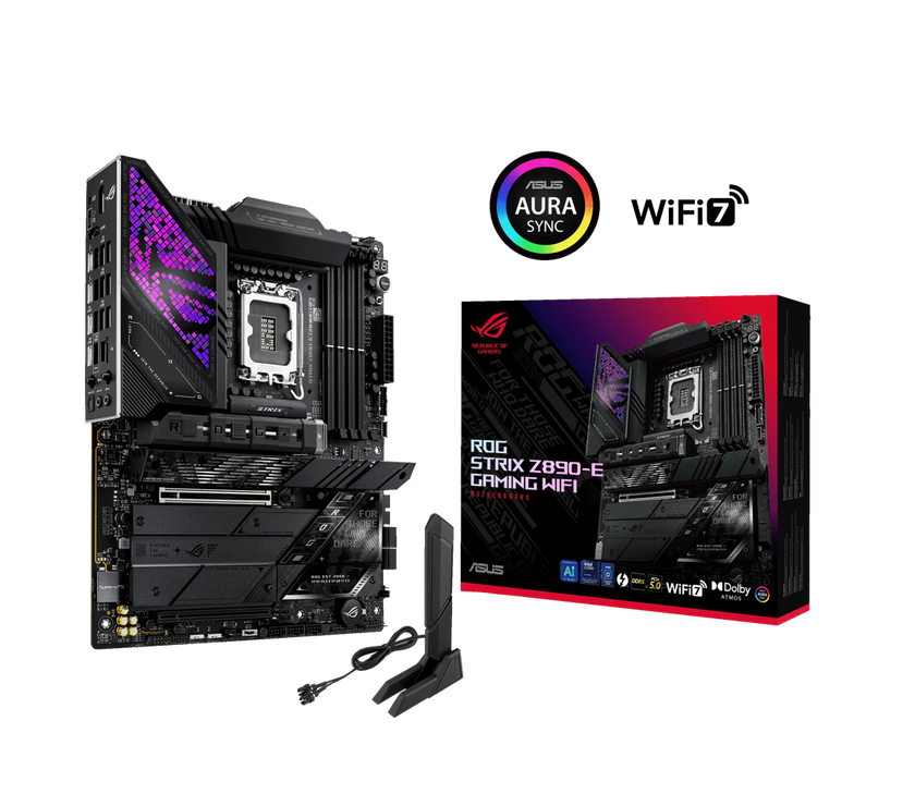 ASUS ROG STRIX Z890-E GAMING WIFI Intel® Z890 LGA 1851 ATX motherboard, Advanced AI PC-ready, 18+2+1+2 stages, DDR5, WiFi 7, 7x M.2, Thunderbolt™ 4, USB Type-C®, AI Overclocking, Cooling & Networking
