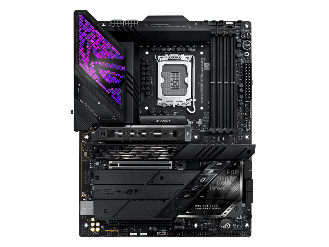 ASUS ROG STRIX Z890-E GAMING WIFI Intel® Z890 LGA 1851 ATX motherboard, Advanced AI PC-ready, 18+2+1+2 stages, DDR5, WiFi 7, 7x M.2, Thunderbolt™ 4, USB Type-C®, AI Overclocking, Cooling & Networking