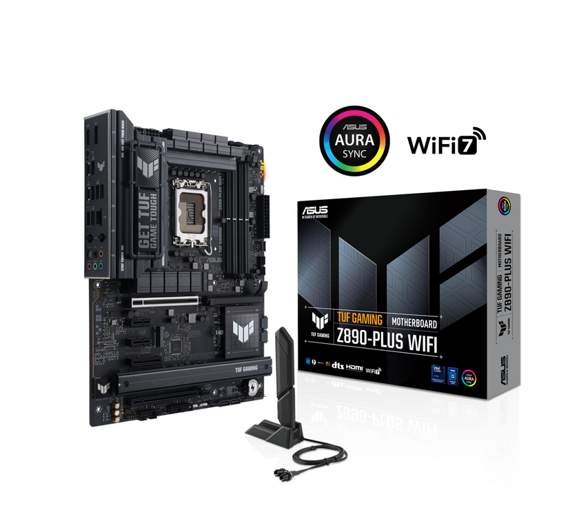 ASUS TUF GAMING Z890-PLUS WIFI Z890 LGA 1851 ATX motherboard, Intel® Core™ Ultra Series 2 Ready, Advanced AI PC-ready, 16+1+2+1 stages, DDR5, PCIe® 5.0, Thunderbolt™ 4 Type-C®, 4x M.2, Wi-Fi 7, 2.5Gb
