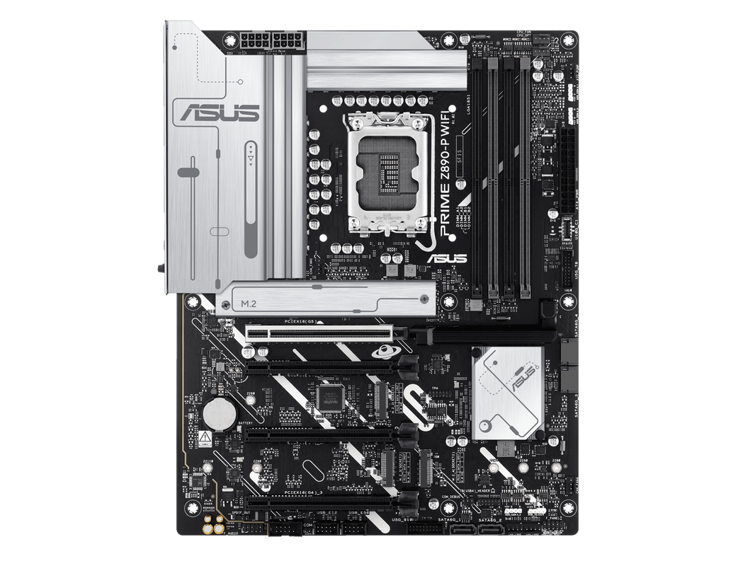 ASUS PRIME Z890-P WIFI Z890 LGA 1851 ATX motherboard, Intel® Core™ Ultra Series 2 Ready, Advanced AI PC-ready, 14+1+1+2 power stage, DDR5, PCIe® 5.0, Thunderbolt™ 4 USB Type-C®, 4x M.2, Wi-Fi 7, 2.5Gb