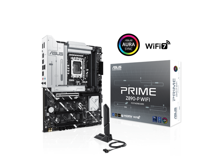 ASUS PRIME Z890-P WIFI Z890 LGA 1851 ATX motherboard, Intel® Core™ Ultra Series 2 Ready, Advanced AI PC-ready, 14+1+1+2 power stage, DDR5, PCIe® 5.0, Thunderbolt™ 4 USB Type-C®, 4x M.2, Wi-Fi 7, 2.5Gb