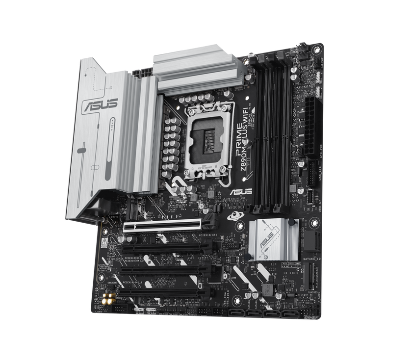 ASUS PRIME Z890M-PLUS WIFI Z890 LGA 1851 mATX motherboard, Intel® Core™ Ultra Series 2 Ready, Advanced AI PC-ready, 10+1+2+1 80A power stages, DDR5, PCIe® 5.0, USB Type-C®, 3x M.2, Wi-Fi 7, 2.5Gb LAN