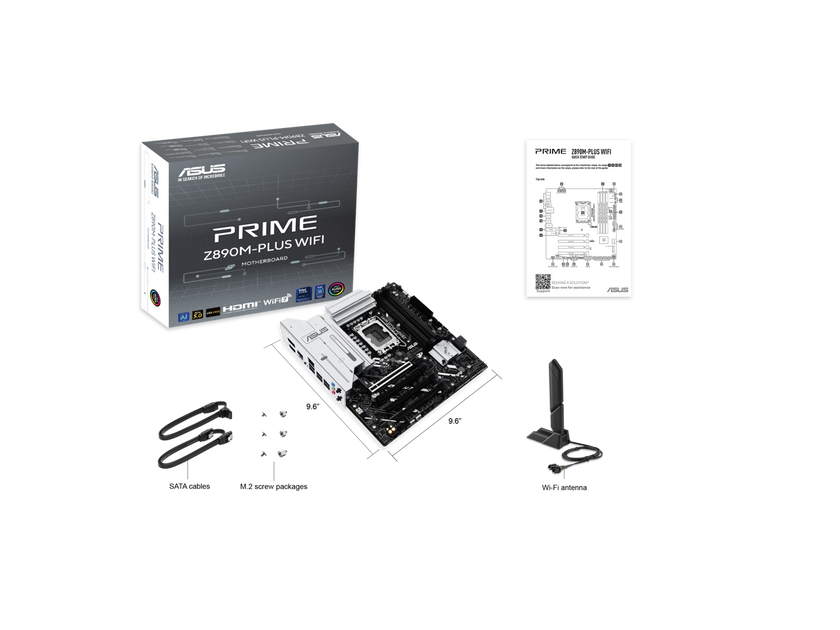 ASUS PRIME Z890M-PLUS WIFI Z890 LGA 1851 mATX motherboard, Intel® Core™ Ultra Series 2 Ready, Advanced AI PC-ready, 10+1+2+1 80A power stages, DDR5, PCIe® 5.0, USB Type-C®, 3x M.2, Wi-Fi 7, 2.5Gb LAN