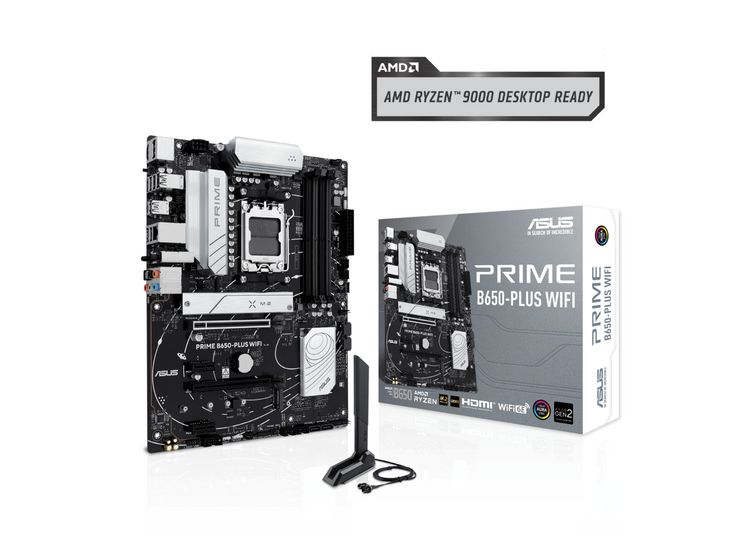 ASUS PRIME B650-PLUS WIFI AMD B650 AM5 Ryzen™ Desktop 9000 8000 & 7000 ATX motherboard, DDR5, PCIe 5.0 M.2, 2.5Gb LAN, WIFI 6E, HDMI™, SATA 6 Gbps, USB Type-C®, BIOS FlashBack™, Thunderbolt™ 4 Header