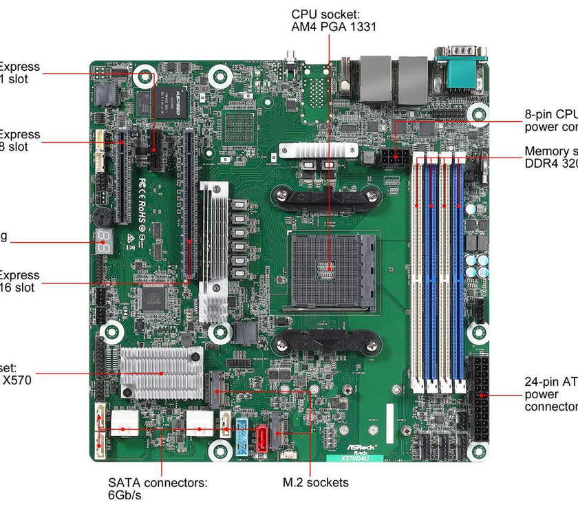 AsRock Rack X570D4U micro-ATX Server Motherboard AMD AM4 PGA 1331 Dual GLAN