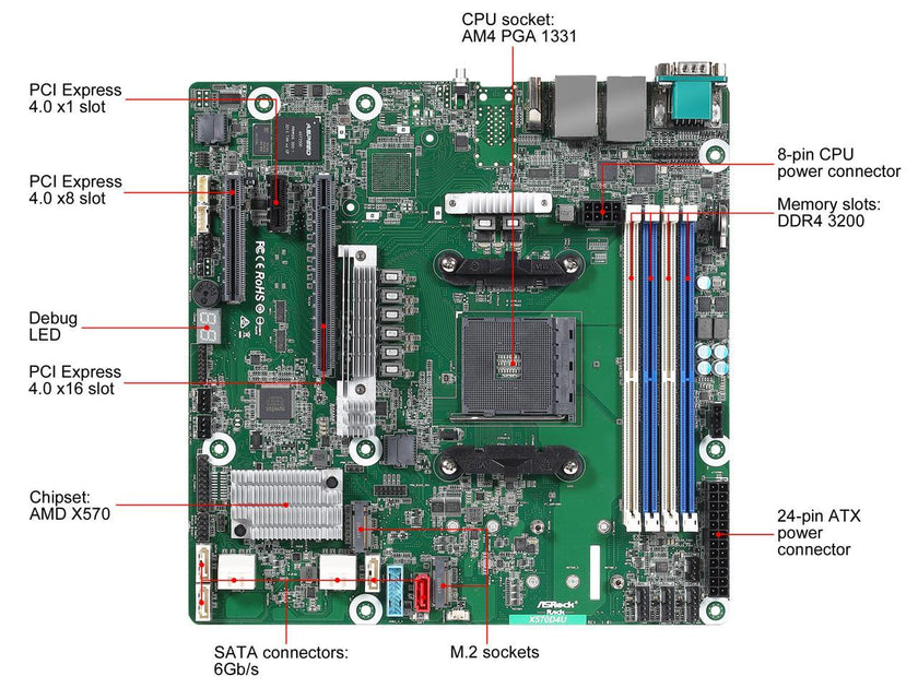 AsRock Rack X570D4U micro-ATX Server Motherboard AMD AM4 PGA 1331 Dual GLAN