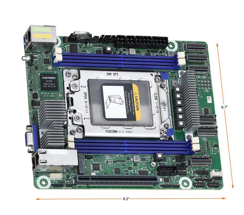 AsRock Rack ROMED4ID-2T Proprietary (Deep mini-ITX) Server Motherboard Socket SP3