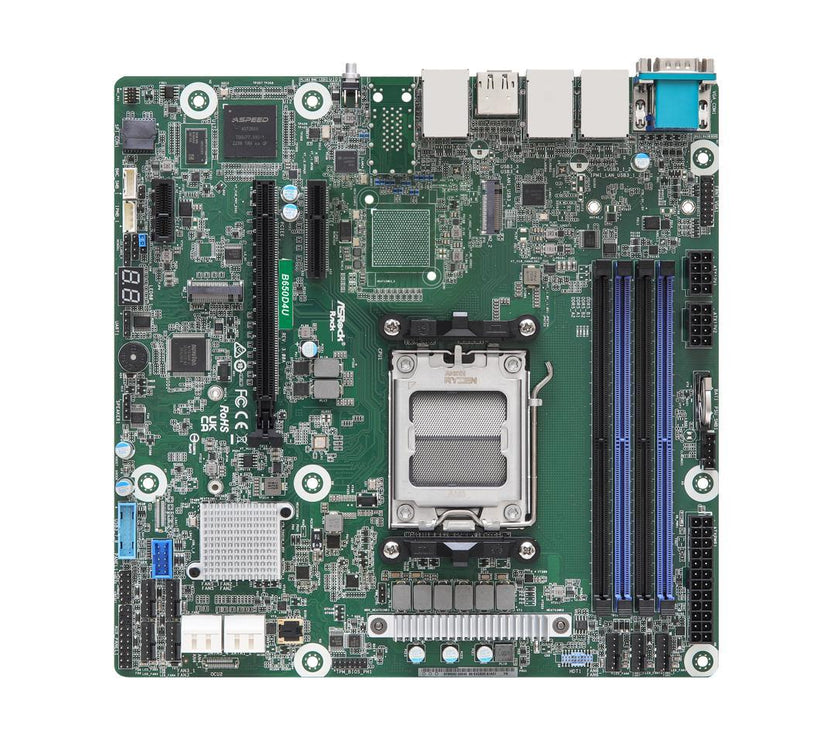 AsRock Rack B650D4U Micro-ATX Server Motherboard Single Socket AMD EPYC™ 4004 and AMD Ryzen™ 8000/7000 series Processors (LGA 1718) B650E PCIe 5.0 Dual 1G Lan