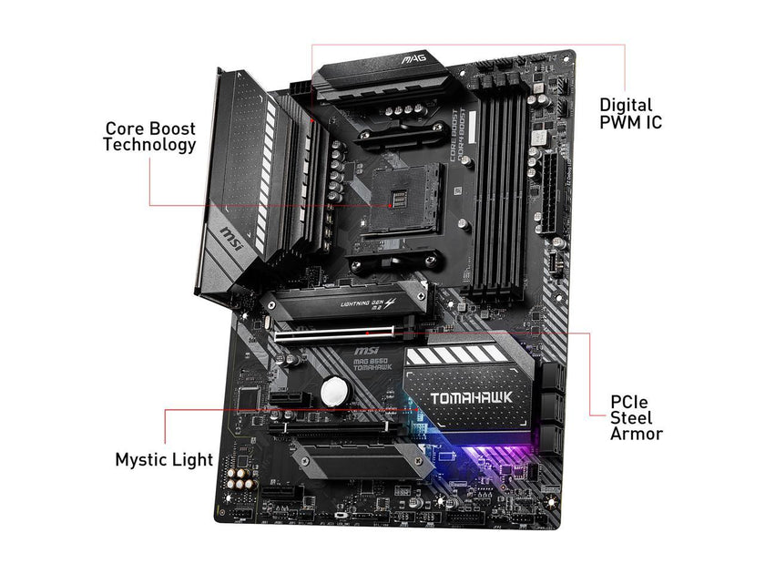 MSI MAG B550 TOMAHAWK AM4 AMD B550 SATA 6Gb/s USB 3.0 ATX AMD Motherboard