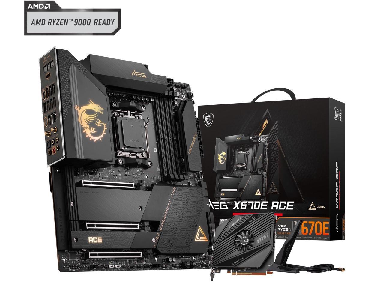 MSI MEG X670E ACE AM5 AMD X670 SATA 6Gb/s E-ATX AMD Ryzen™ 7000 Series Motherboards, DDR5, Wi-Fi 6E, 10G Super LAN + 2.5G LAN, PCIe 5.0 M.2 slots,  HD Audio with Audio Boost.