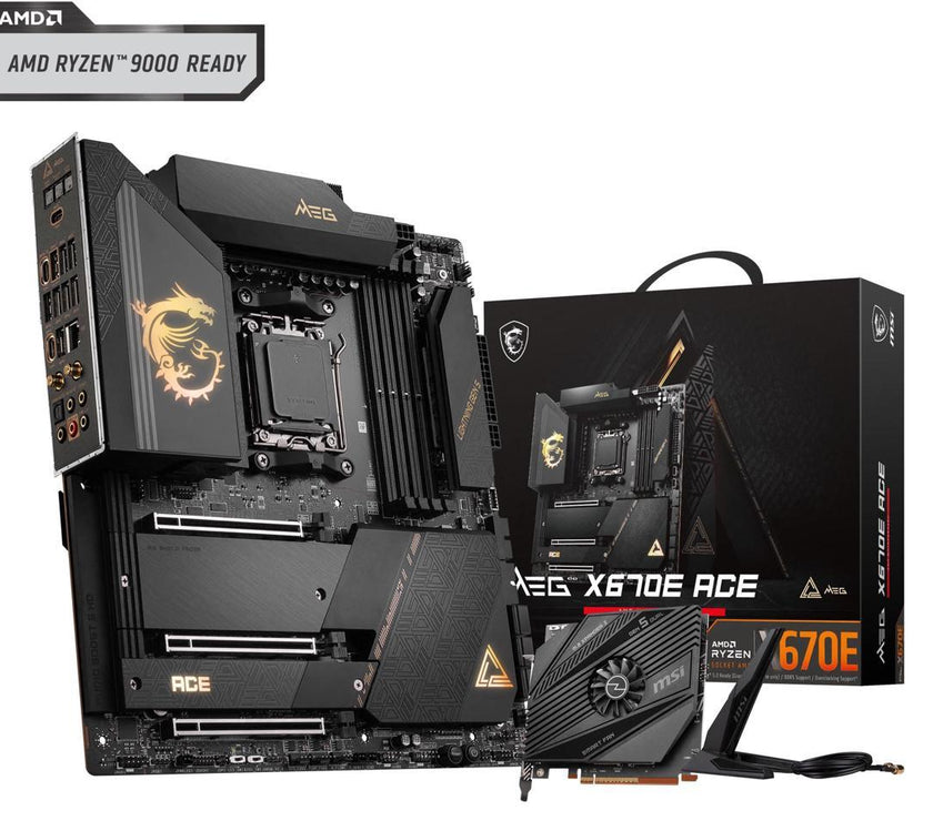 MSI MEG X670E ACE AM5 AMD X670 SATA 6Gb/s E-ATX AMD Ryzen™ 7000 Series Motherboards, DDR5, Wi-Fi 6E, 10G Super LAN + 2.5G LAN, PCIe 5.0 M.2 slots,  HD Audio with Audio Boost.