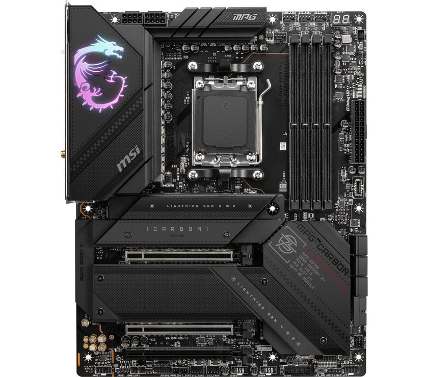 MSI MPG X670E CARBON WIFI DDR5 AM5 AMD Ryzen™ 7000 Series SATA 6Gb/s  ATX Motherboards, Wi-Fi 6E, 2.5G Network Solution.