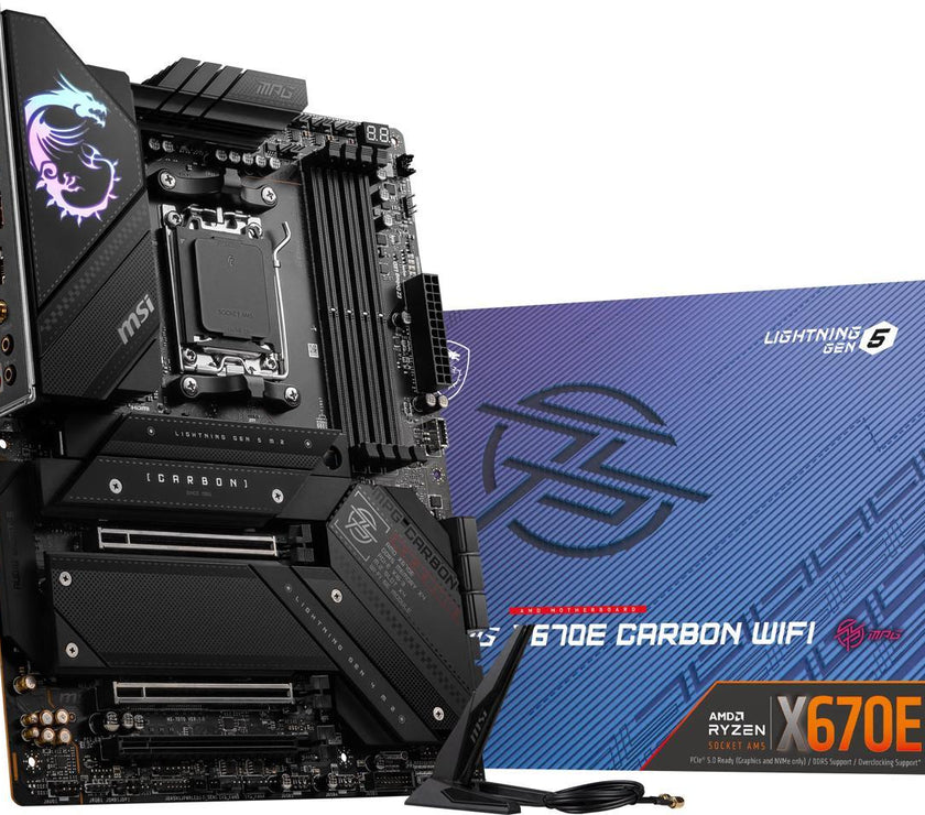 MSI MPG X670E CARBON WIFI DDR5 AM5 AMD Ryzen™ 7000 Series SATA 6Gb/s  ATX Motherboards, Wi-Fi 6E, 2.5G Network Solution.