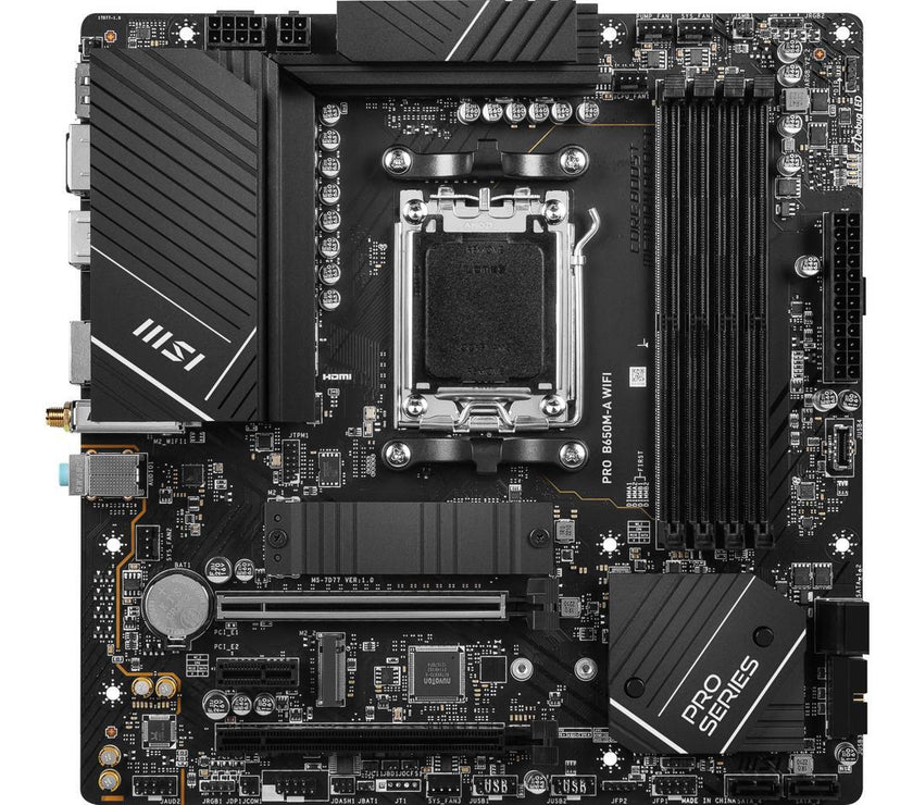 MSI PRO B650M-A WIFI AM5 AMD B650 SATA 6Gb/s DDR5 Ryzen 7000 Micro ATX Motherboard