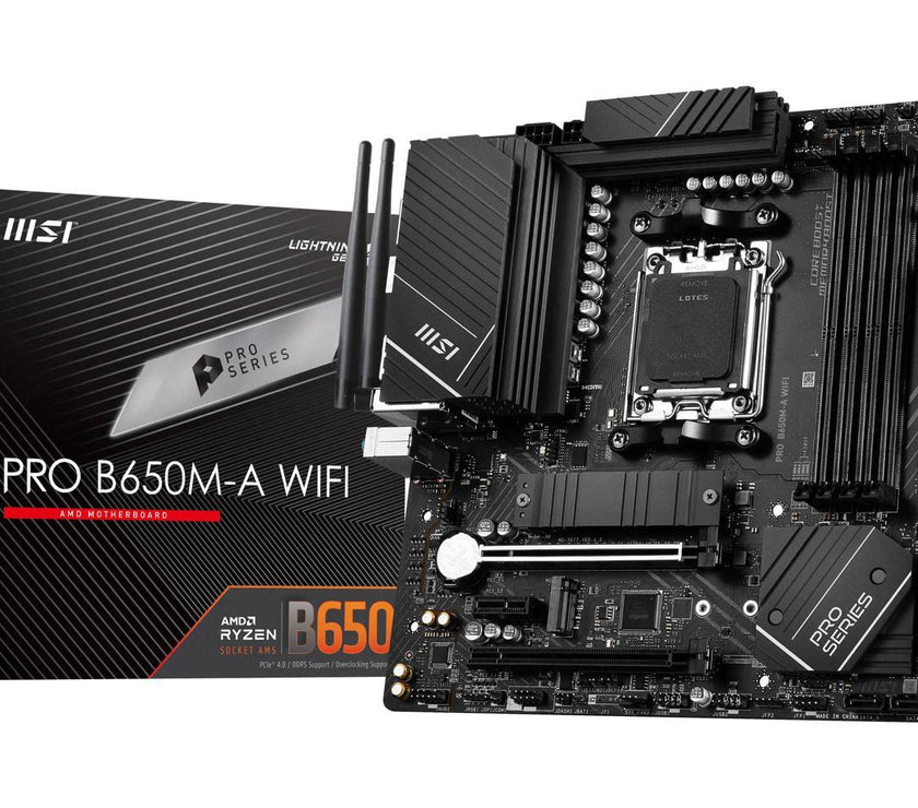 MSI PRO B650M-A WIFI AM5 AMD B650 SATA 6Gb/s DDR5 Ryzen 7000 Micro ATX Motherboard