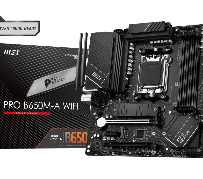 MSI PRO B650M-A WIFI AM5 AMD B650 SATA 6Gb/s DDR5 Ryzen 7000 Micro ATX Motherboard