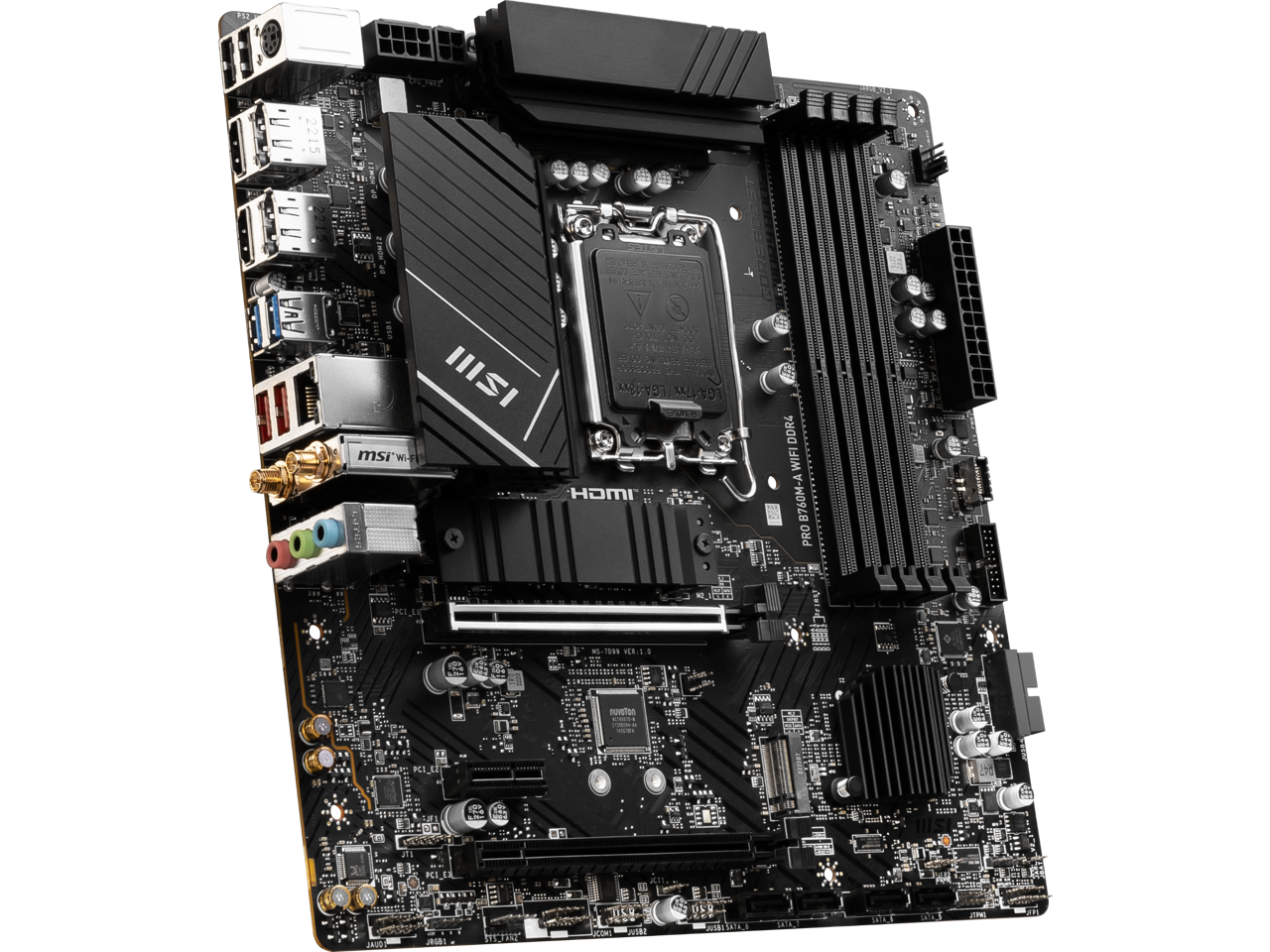 MSI PRO B760M-A WIFI DDR4 LGA 1700 (Intel 12th&13th Gen)  SATA 6Gb/s Micro ATX Motherboard,WiFi 6,Intel,2.5Gb LAN