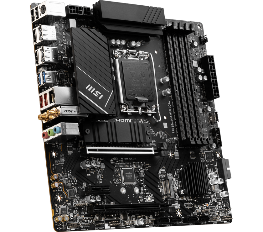 MSI PRO B760M-A WIFI DDR4 LGA 1700 (Intel 12th&13th Gen)  SATA 6Gb/s Micro ATX Motherboard,WiFi 6,Intel,2.5Gb LAN