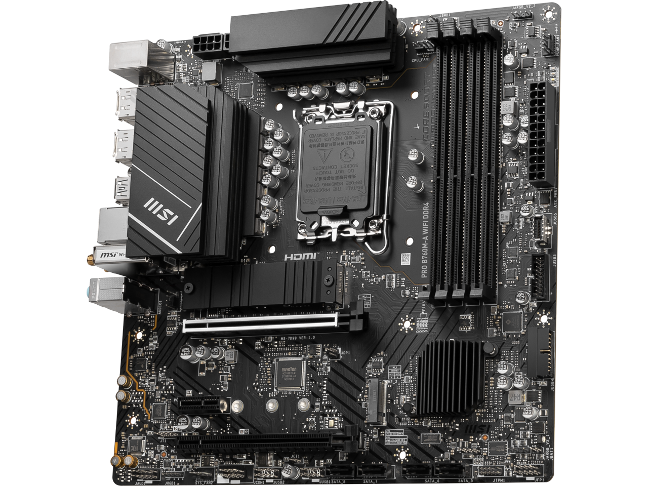 MSI PRO B760M-A WIFI DDR4 LGA 1700 (Intel 12th&13th Gen)  SATA 6Gb/s Micro ATX Motherboard,WiFi 6,Intel,2.5Gb LAN