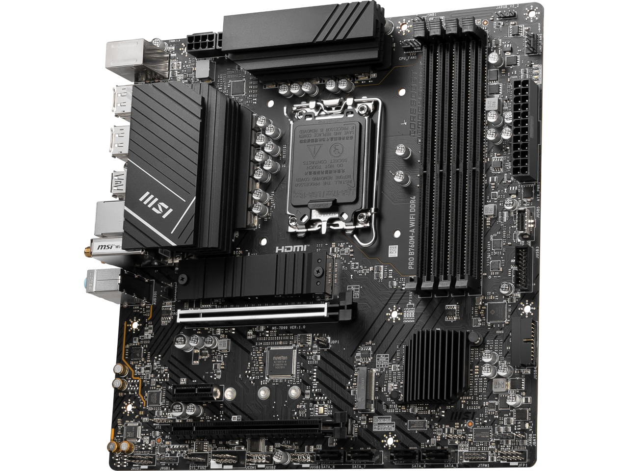 MSI PRO B760M-A WIFI DDR4 LGA 1700 (Intel 12th&13th Gen)  SATA 6Gb/s Micro ATX Motherboard,WiFi 6,Intel,2.5Gb LAN