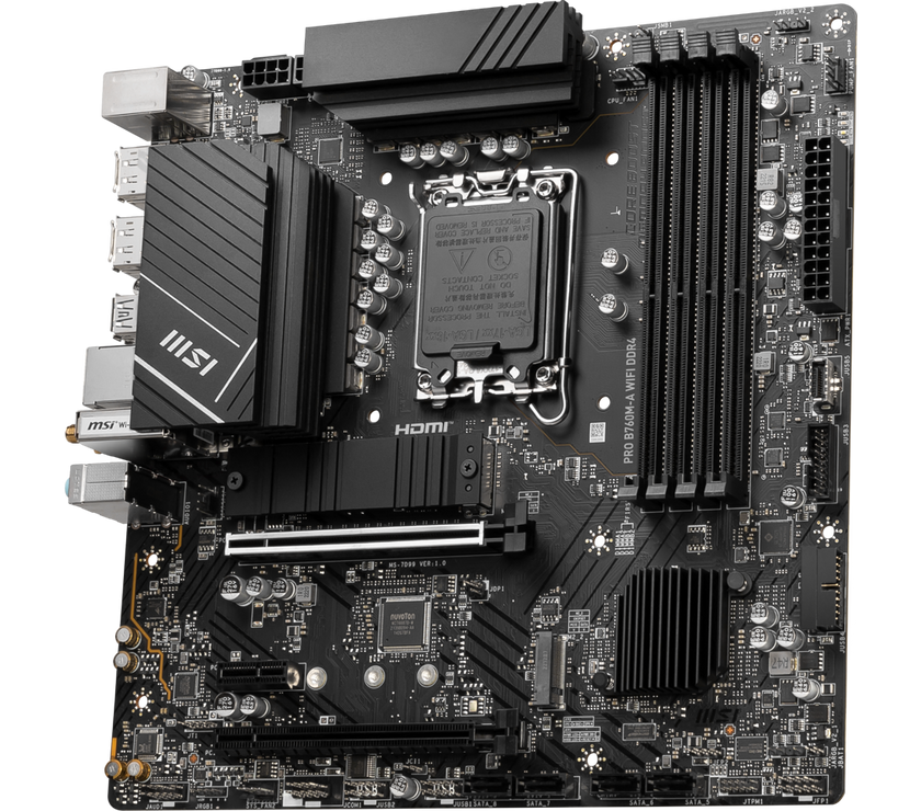 MSI PRO B760M-A WIFI DDR4 LGA 1700 (Intel 12th&13th Gen)  SATA 6Gb/s Micro ATX Motherboard,WiFi 6,Intel,2.5Gb LAN